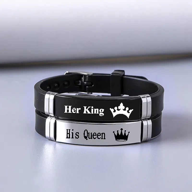 Stainless Steel Crown Couple Bracelets for Him & Her