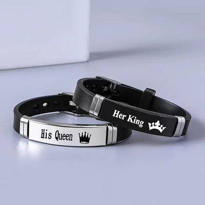 Stainless Steel Crown Couple Bracelets for Him & Her