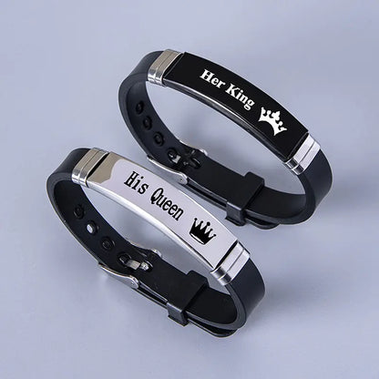 Stainless Steel Crown Couple Bracelets for Him & Her